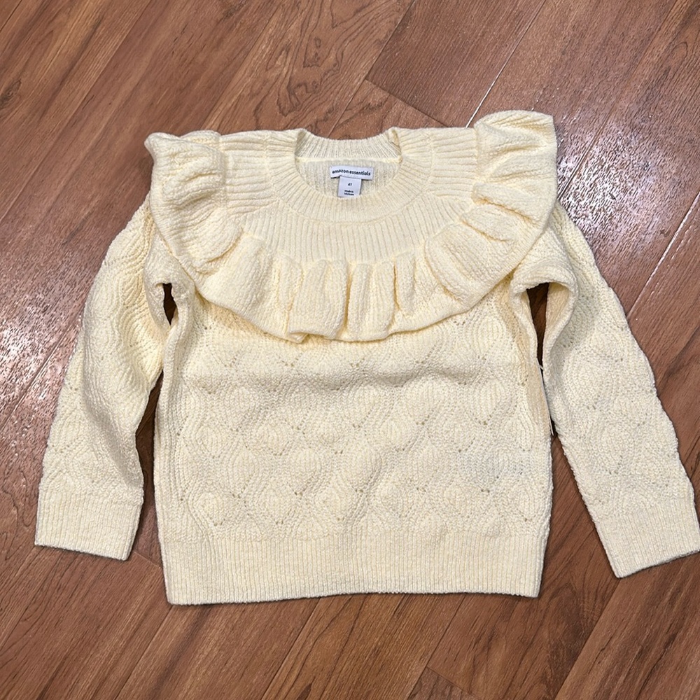 NWT Amazon Essentials Toddler Girl Sweater with Ruffle Size 4T